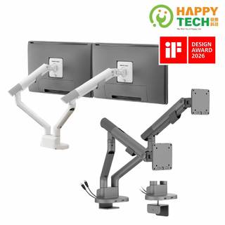 【HappyTech】T90-24U【IF 設計獎】鋁合金 機械彈簧式 17-35吋螢幕支架 夾鎖 USB3.0+Typ