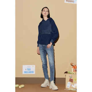 全新 現貨 SISJEANS 百貨專櫃品牌 牛仔拼接連帽上衣 T袖 帽T 牛仔上衣 女裝 現貨快速出貨🚚 908