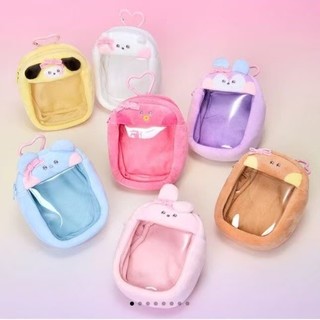 BTS 防彈少年團 BT21 minini 透明包掛飾收納袋 蝴蝶結包包卡通 收納袋 bts包包 金泰亨 黃狗透明收納包