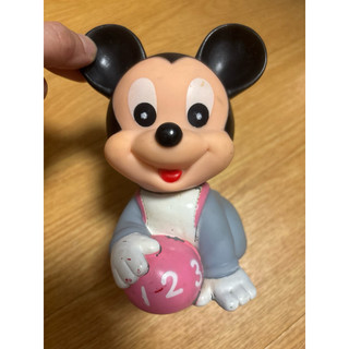 早期玩具 古董玩具 Disney 臺灣製 軟塑膠玩具 米老鼠寶寶 米奇寶寶 公仔玩具擺件 二手玩具
