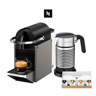 【Nespresso】膠囊咖啡機 Pixie(三色) Aeroccino4全自動奶泡機組合/贈咖啡組