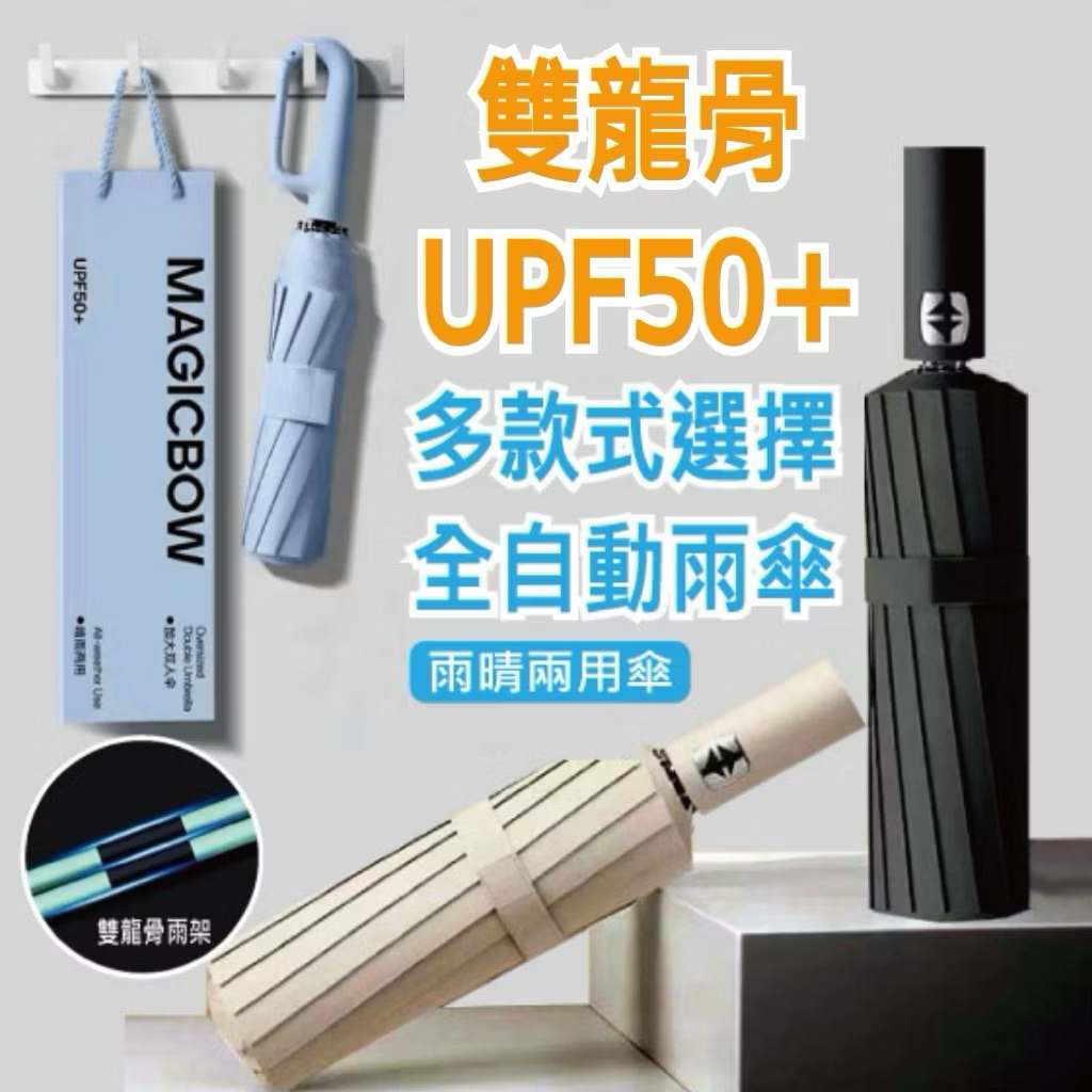 【象迪】抗UV自動傘 雨傘 黑膠防曬 強力防風輕量加固 兩用傘 遮陽傘