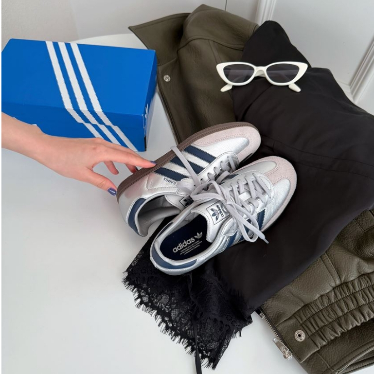 新款🔺Adidas Originals Samba OG 日本限定 液態銀藍 銀色 海軍藍 男女 復古鞋 LA2685