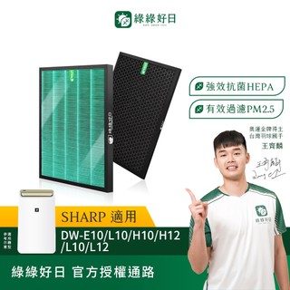 綠綠好日 適用 SHARP夏普 DW-E10 L10 H10 H12 L10 L12 清淨除濕機 HEPA抗菌濾網 濾芯