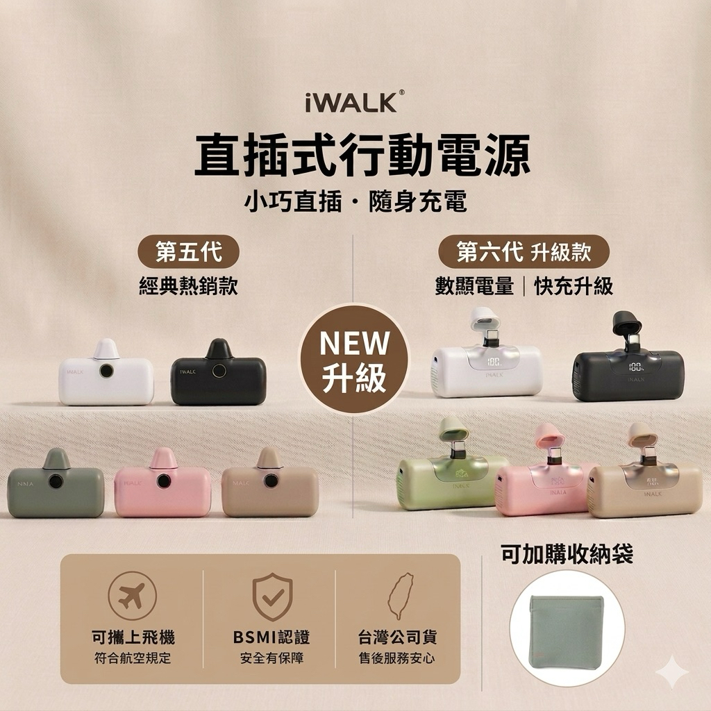 可帶上飛機  iWALK 六代 /五代 pro 行動電源 行充 口袋寶 直插式行動電源 無線行動電源 移動電源 快充