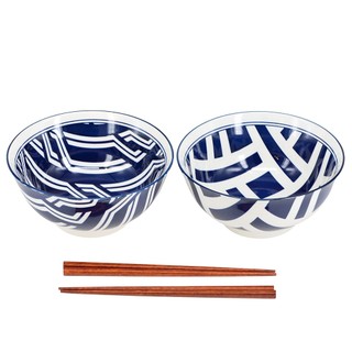 【YU Living】和風大碗禮盒組 日式麵碗 (大碗 x 2 / 筷子x 2 / 930ML)