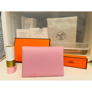 Hermes Calvi Duo 森林紫皮夾卡片夾
