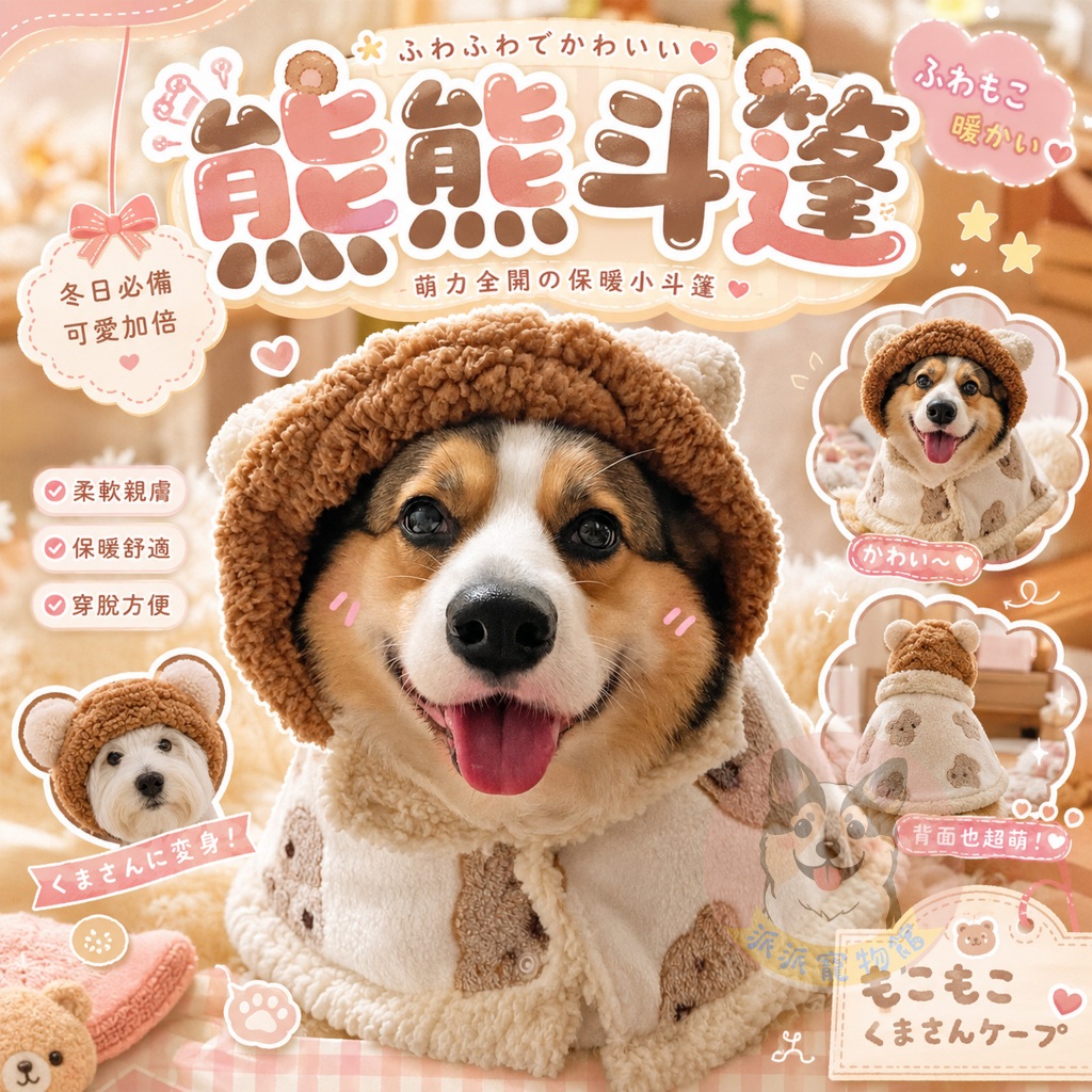 🐻熊熊斗篷🐻 寵物衣服 狗狗衣服 狗衣服 柯基衣服 寵物服飾寵物狗狗貓咪披風斗篷幼犬幼貓小中大型犬柴犬比熊貴賓貓咪衣服