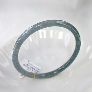 天然翡翠 危料溫潤牛仔藍雪花細圓條手鐲內徑58.5/鵝鵝天然翡翠/A3475007 玉石手鐲 翡翠玉鐲 女鐲 叮噹鐲