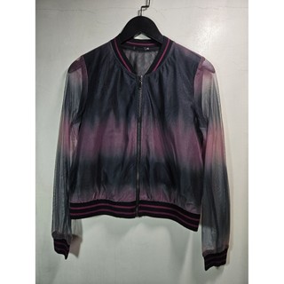 〔全新〕SO NICE 專櫃品牌 暈染漸層網紗飛行外套 薄紗外搭外套 薄外套 長袖夾克 休閒穿搭 遮陽透氣外套 女裝穿搭