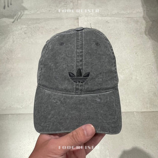 [ ADIDAS ] BASEBALL CAP 中性 老帽 水洗 休閒帽 丹寧 棒球帽 刺繡 三葉草 灰色 KE0856