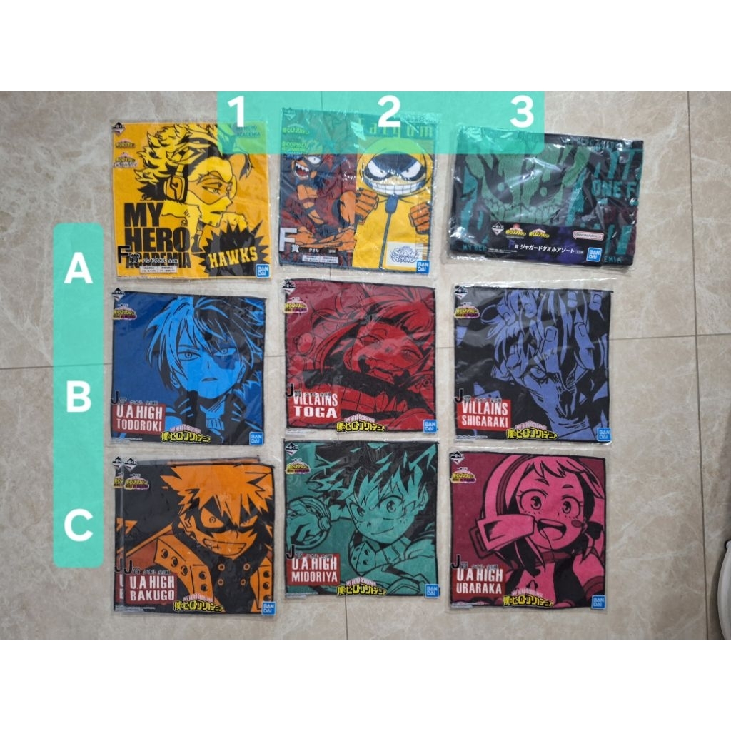 我的英雄學院 一番賞 h賞 爆豪勝己 轟焦凍 麗日御茶子 霍克斯 綠谷出久 相澤消太 手帕 渡我被身子 小方巾 死柄木弔