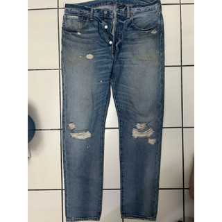 9成5 新 Levis 501CT 藍色破壞牛仔褲 W32 L32