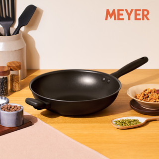 【MEYER 美亞】28 / 30 / 32 CM 炒鍋 全黑陽極陶瓷不沾鍋 - 鎧甲系列