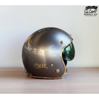 GU CAMP騎士部品（現貨）Chief 酋長安全帽 Demeter內建鏡片 復古 金邊 小帽體 3/4 安全帽 閃銀