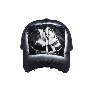 ENCLAVE LACE-LOOKED SPRAY PRINT "CUT-OFF" CAP | 黑