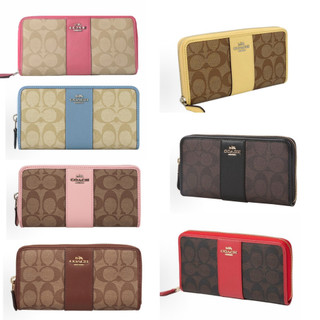 outet款coach pvc配皮經典logo拉鍊長夾 錢包 皮夾
