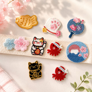 【日出文創】日本元素 招財貓 扇子 富士山 鯛魚燒刺繡貼布系列