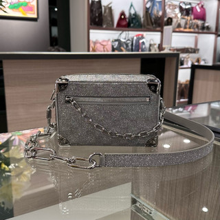 ⭐️ 香榭屋精品店 LV M59726 Mini Soft Trunk 銀色銀蔥棋盤格銀鍊軟箱包斜背包 限量款 (