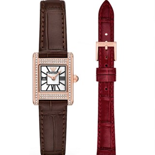 EMPORIO ARMANI亞曼尼 晶鑽方形珍珠貝雙針女錶 套錶-20x26mm (AR80083SET) 開學季禮物