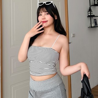 LULUS/PLUS/中大尺碼/橫紋側抓皺細肩罩杯BRATOP背心２色【A01260508】260701