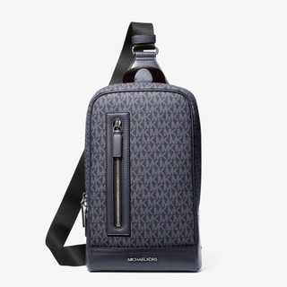MICHAEL KORS 經典老花單肩後背包 胸包 防刮老花PVC塗層帆布 後背包 側背包 藍色MK(現貨)