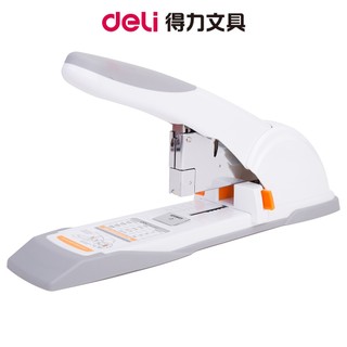 【Deli得力】省力重型釘書機/E0487/80張/淺灰 適用針：23/6~23/13｜訂書機 厚紙釘書機 省力釘書機