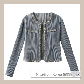 Nita✈️韓國帶回 東大門代購三宅風皺褶小香風外套 背心洋裝