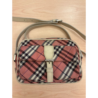 當天出貨 正品burberry格紋粉斜背包 絕版經典藍標 相機包 小方包 經典款