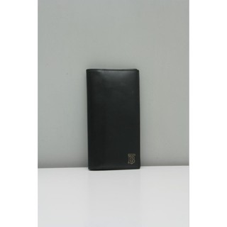 Burberry TB Logo 雙色光滑牛皮長夾 黑色 義大利製