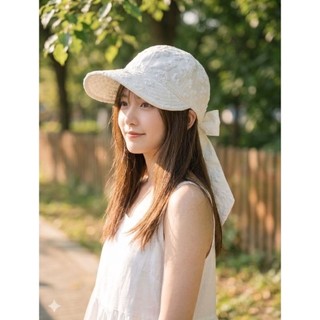 【HiGh MaLi】日系 | 寬簷蝴蝶結球帽 | 純情白| 遮陽