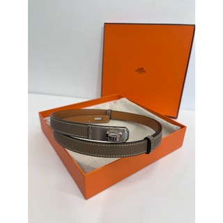 Hermes Kelly 皮帶大象灰銀釦 W刻