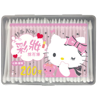 三麗鷗 Sanrio Hello Kitty 彩妝 塑軸 棉花棒 200支/盒【佳瑪】