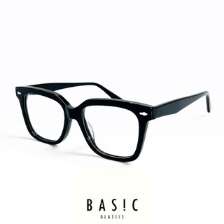 【本格眼鏡】BAS!C 88028純黑系列｜日式厚黑大正方膠框｜大頭舒適｜Classico moscot 金子 木村拓哉