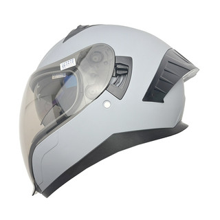 EVO CA-988 全臉雙鏡式全罩 素色 消水泥灰 金屬齒排扣 電鍍內墨鏡 眼鏡槽 耳機槽 全可拆洗 安全帽 全罩