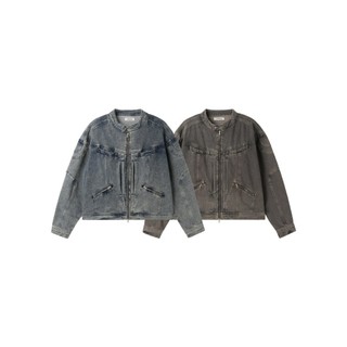 <Epic.urean> Washed Denim Utility Jacket｜水洗拼接寬短工裝牛仔外套