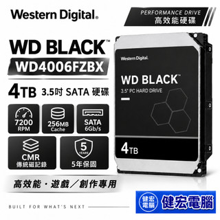 WD 威騰 黑標 4TB 3.5吋 SATA硬碟 WD4006FZBX 硬碟