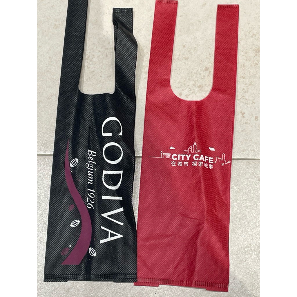 7-11 環保政策 Godiva 不織布咖啡飲料提袋｜杯套｜ 便當提網 杯套提網