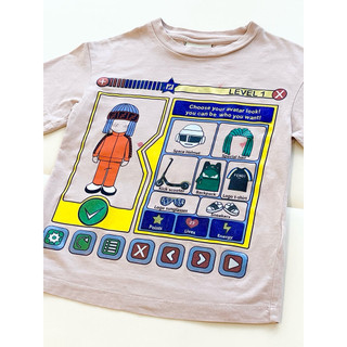 Fendi kids 男女童可愛童趣FF logo插畫細閃膠印純棉T恤(4A/110cm)