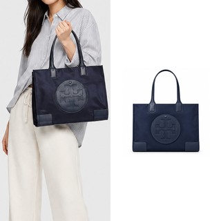 TORY BURCH ELLA 經典縫線LOGO尼龍托特包(小/海軍藍)｜100%原廠真品｜JS Maxx官方旗艦館
