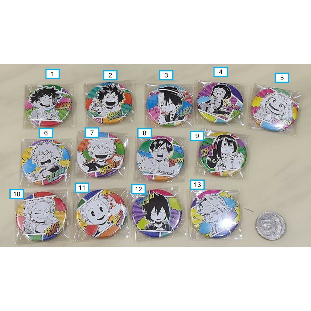 [睡睡蛙小池] 我的英雄學院 徽章 小時候 幼年 綠谷出久 爆豪勝己 耳郎響香 霍克斯 麗日御茶子 蛙吹梅雨 天喰環