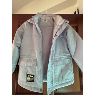 「二手」【夢幻配色】FILA Kids 女童 防風鋪棉連帽外套 (145cm) 薰衣草紫/淺紫色