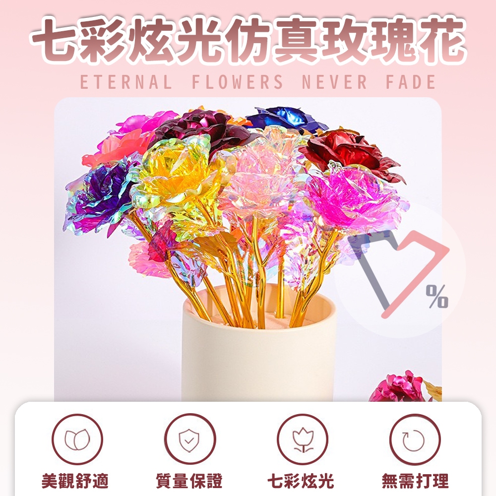 金箔玫瑰花【隔日到貨】七彩鐳射玫瑰 仿真植物 母親節 情人節 畢業 永生花 花 畢業花束 花束 教師節 聖誕節 彩金花