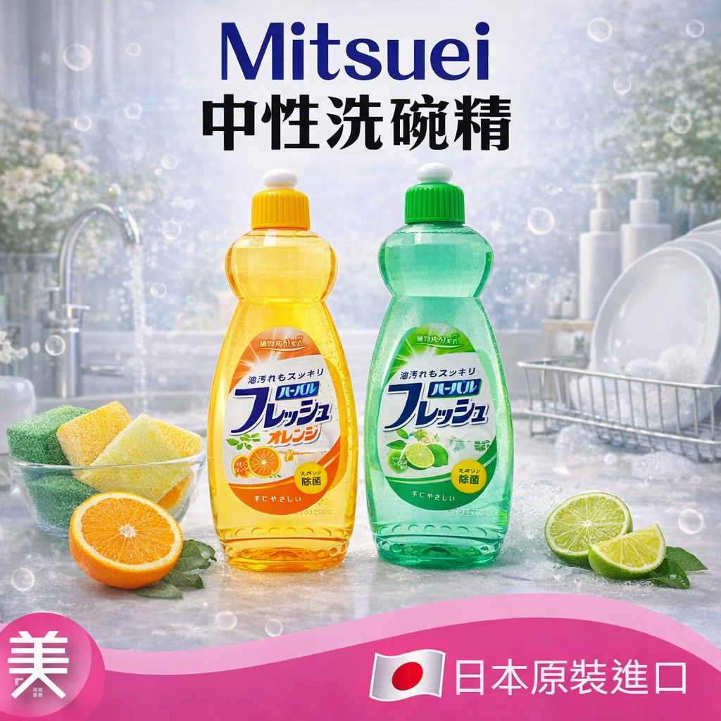 日本 Mitsuei 美淨易 中性洗碗精  600ml｜萊姆檸檬 柑橘 濃縮洗碗精