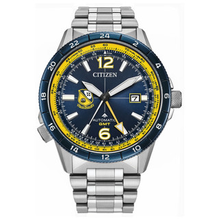 CITIZEN 星辰錶 NB6044-54L PROMASTER 不鏽鋼機械男士飛行錶 / 藍黃44.5mm