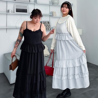 LULUS/PLUS/中大尺碼/鬆餅格子細肩蛋糕長洋裝３色【A02250098】260225