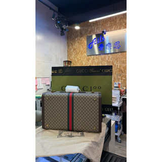 全新 未使用 正品 古馳 GUCCI 老花 硬式 大號手提行李箱 722178 有購證 精品