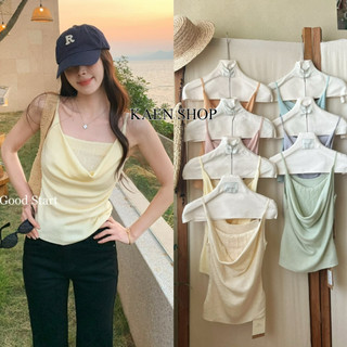 【GS.GOOD START】1016 ❤️女春夏小清新吊帶 女夏天薄款純欲背心 女韓版細帶蕩領背心 女夏天針織吊帶背心