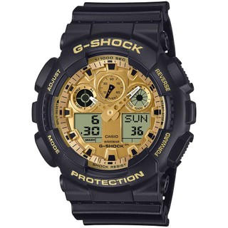 CASIO 卡西歐 G-SHOCK 經典黑金雙顯手錶 開學季禮物 GA-100GGB-1A9 開學季禮物