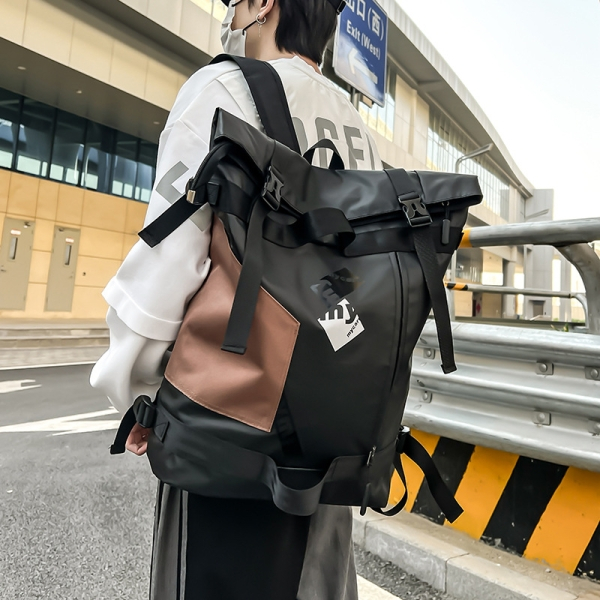 高級感休閒旅潮流捲口防水後背包(商品有LOGO下標前私訊)